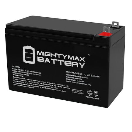 Mighty Max Battery Sealed Lead Acid Battery, 12 V, 9 AH, Nut and Bolt Terminal, SLA, AGM Chemistry ML9-12NB29